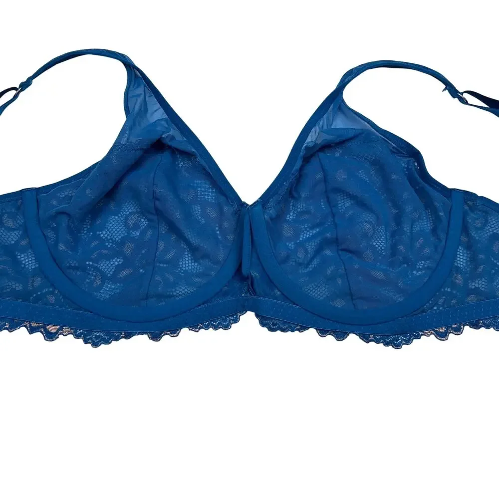 Fredericks of Hollywood Bra Womens 34F Jessica Lace Full Figure Lingerie Mermaid